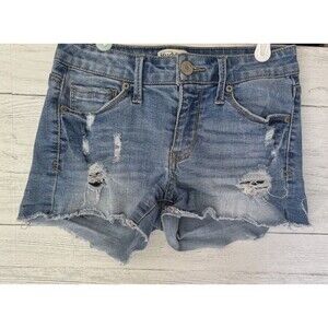 Juniors’ Mudd FLX Stretch Low Rise Shortie Ripped Jean Short Size 1